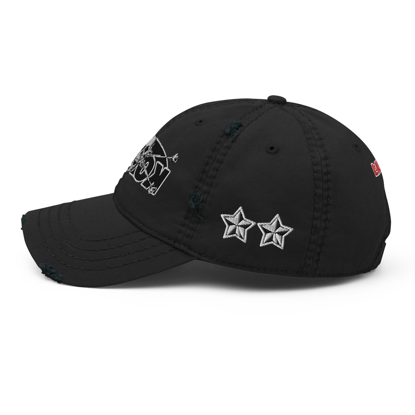 BLACK SKULL WORN CAP